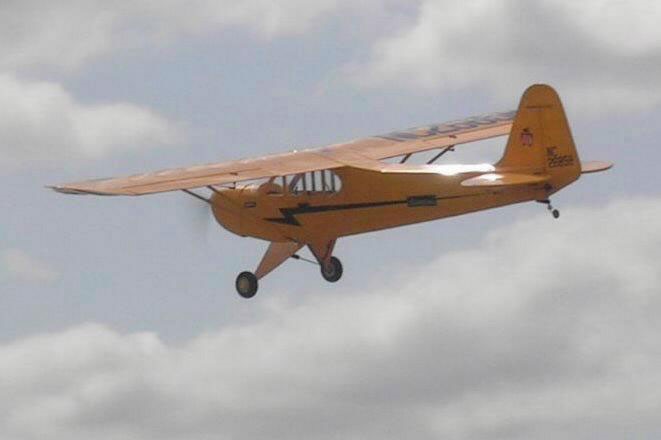 Piper Cub on a test flight prior to the ATTOPilot autopilot being installed