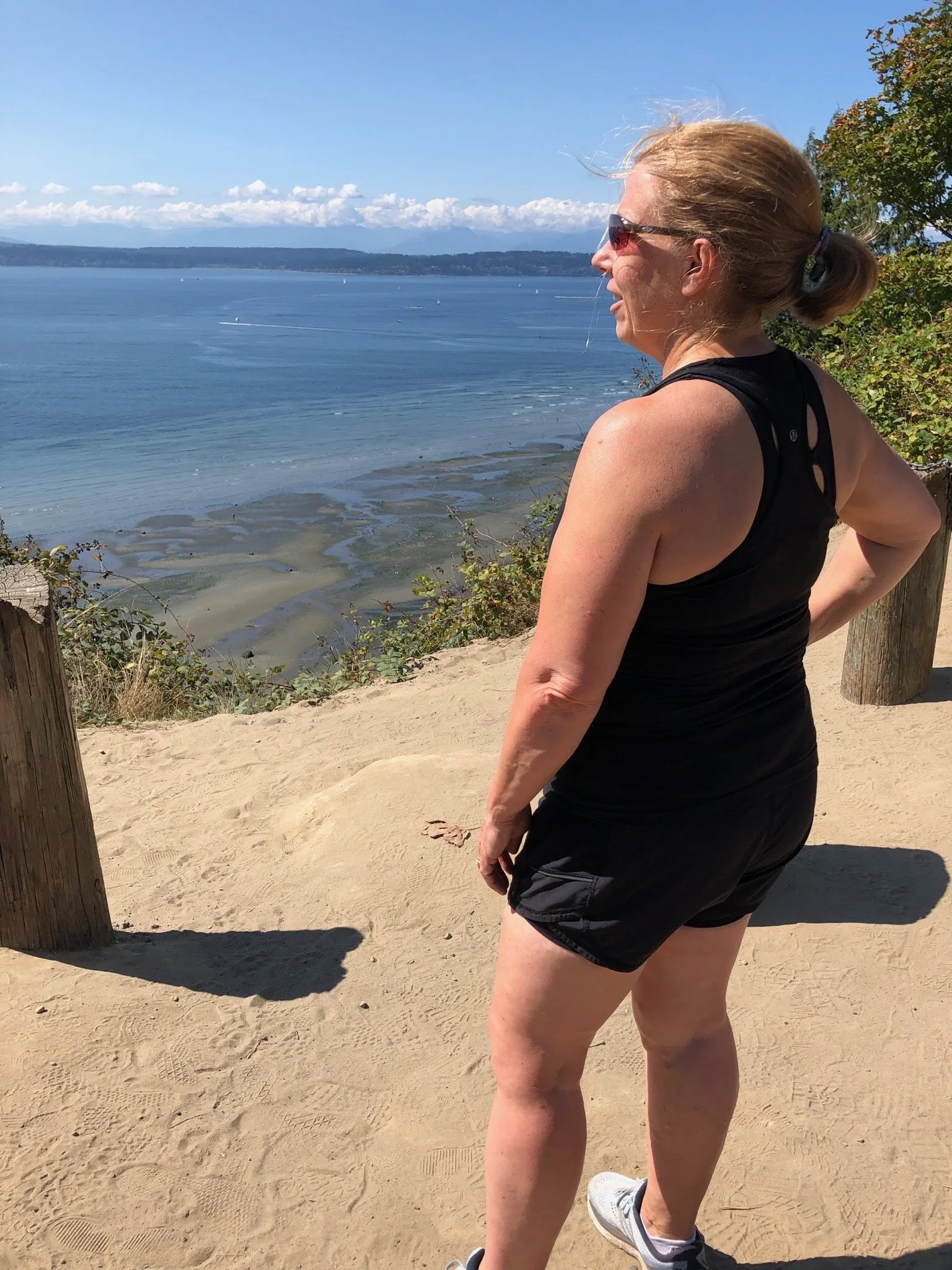 Taking a moment to reflect on reaching a goal.