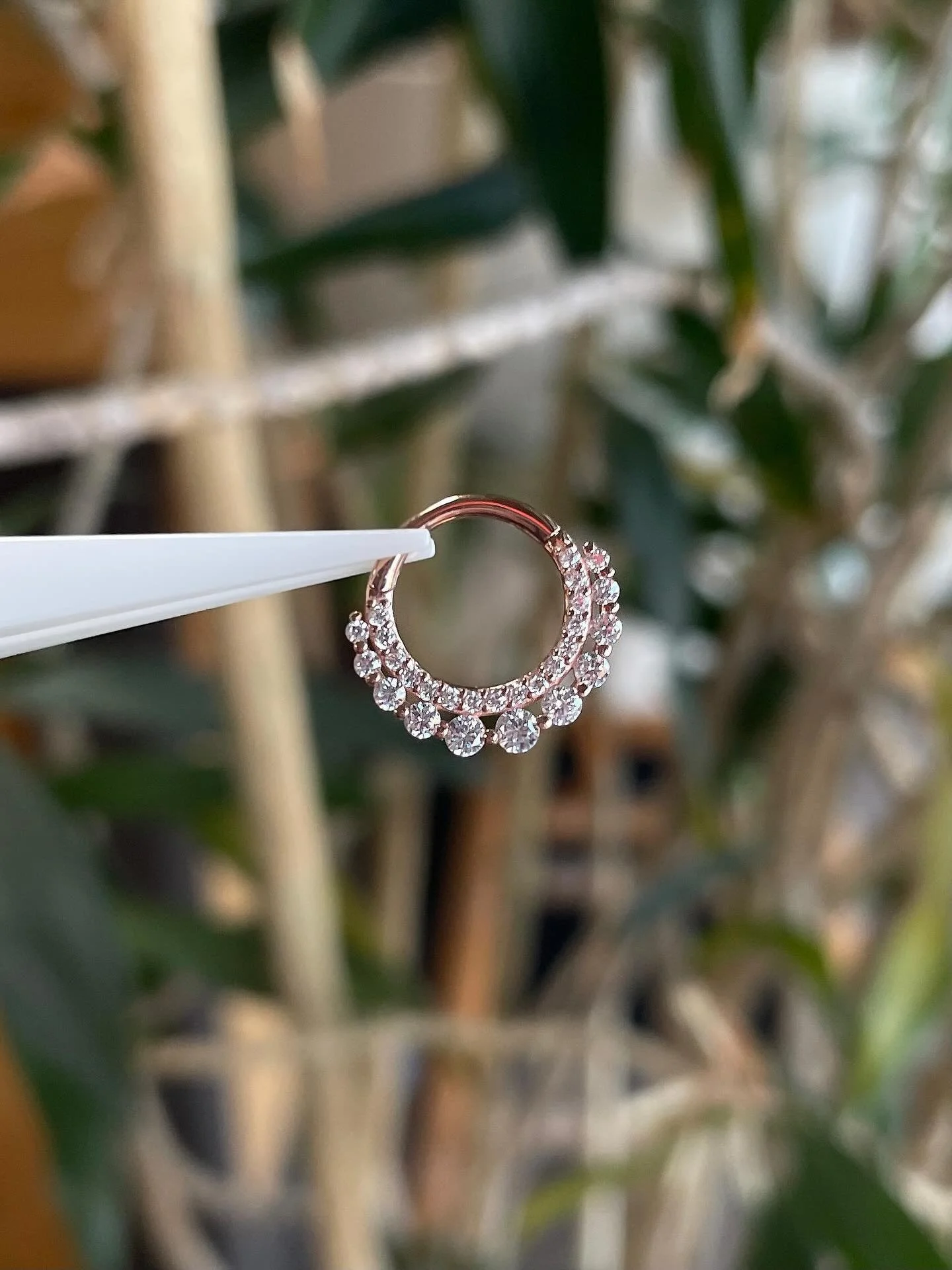 The Gl&rsquo;amor - a stunning solid 14k rose gold clicker with two rows of faceted CZs from @buddhajewelryofficial ✨