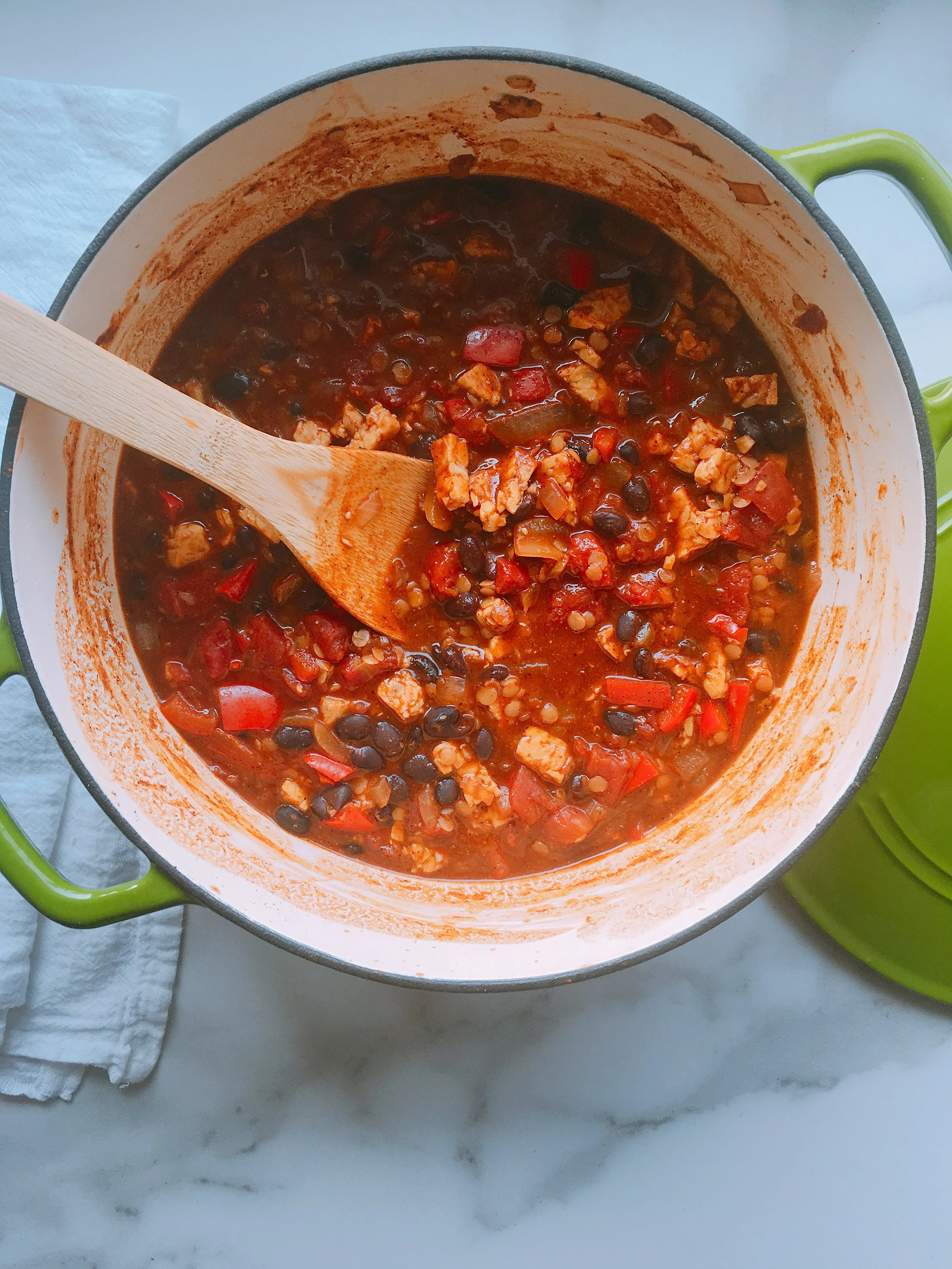 Red Lentil Tempeh Chili