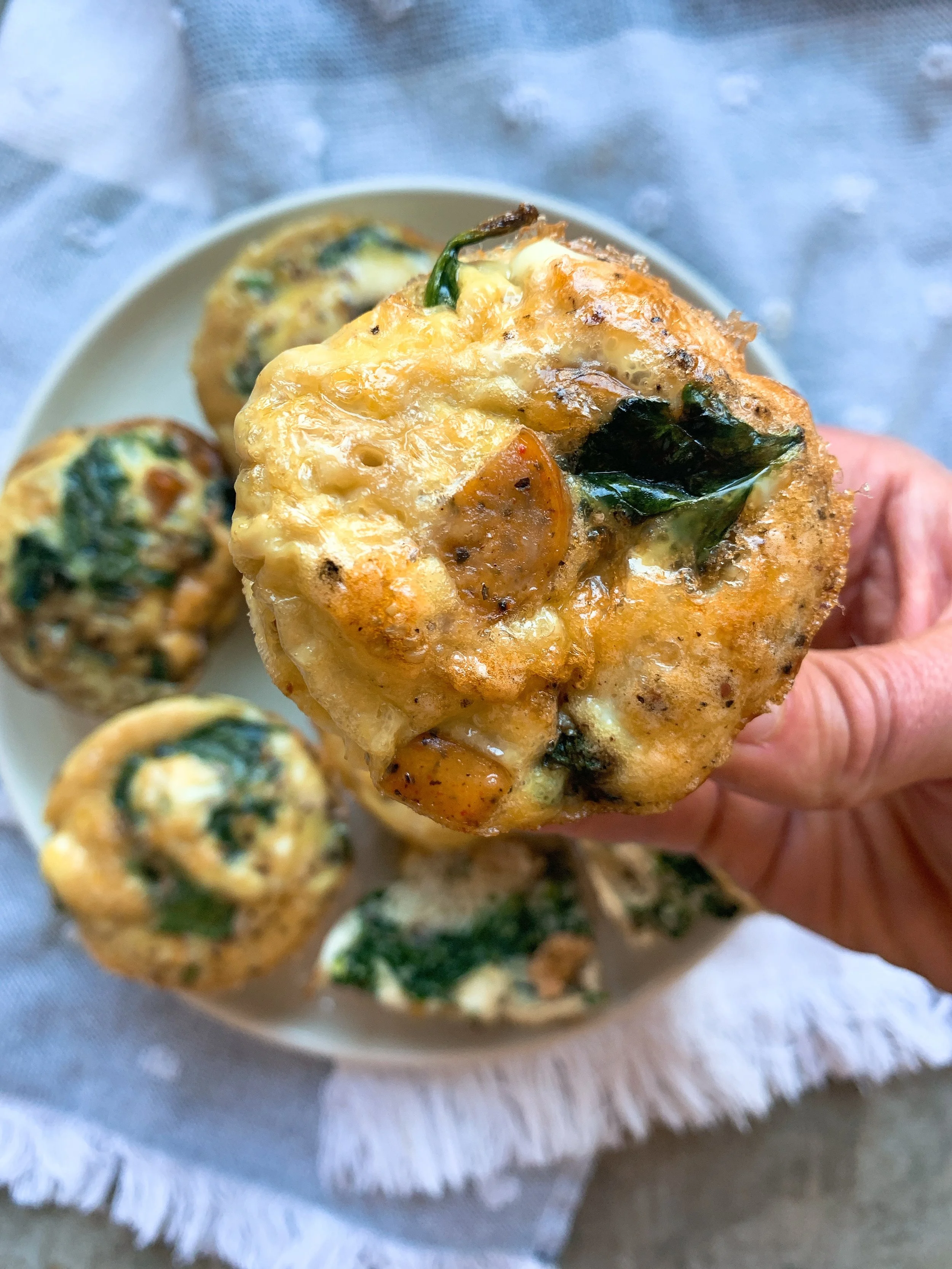 Egg Muffins with Chicken Sausage &amp; Spinach