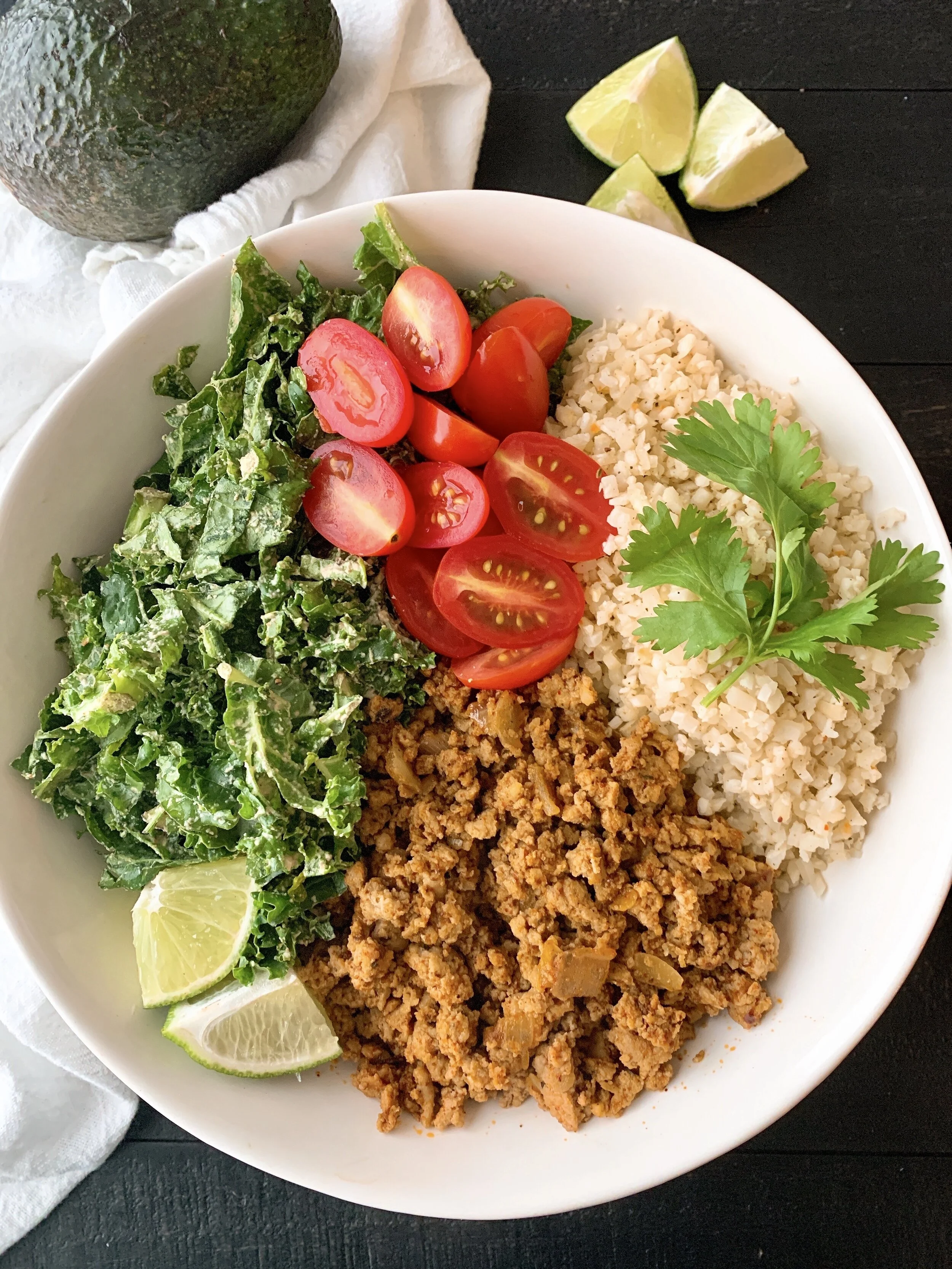Turkey Taco Kale Salad with Mexican Cashew Sauce