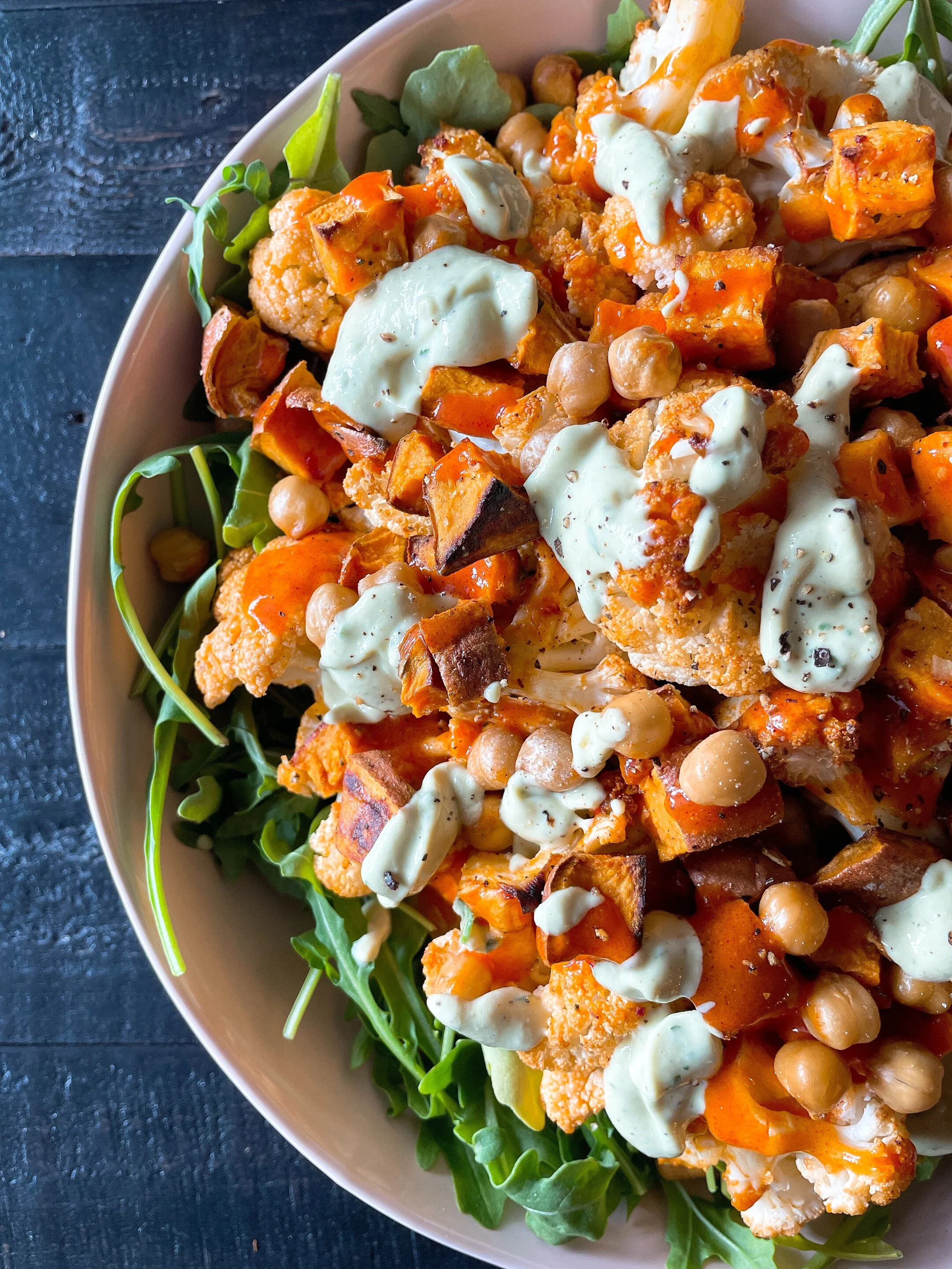 Buffalo Cauliflower Bowls with Avocado Tahini Sauce