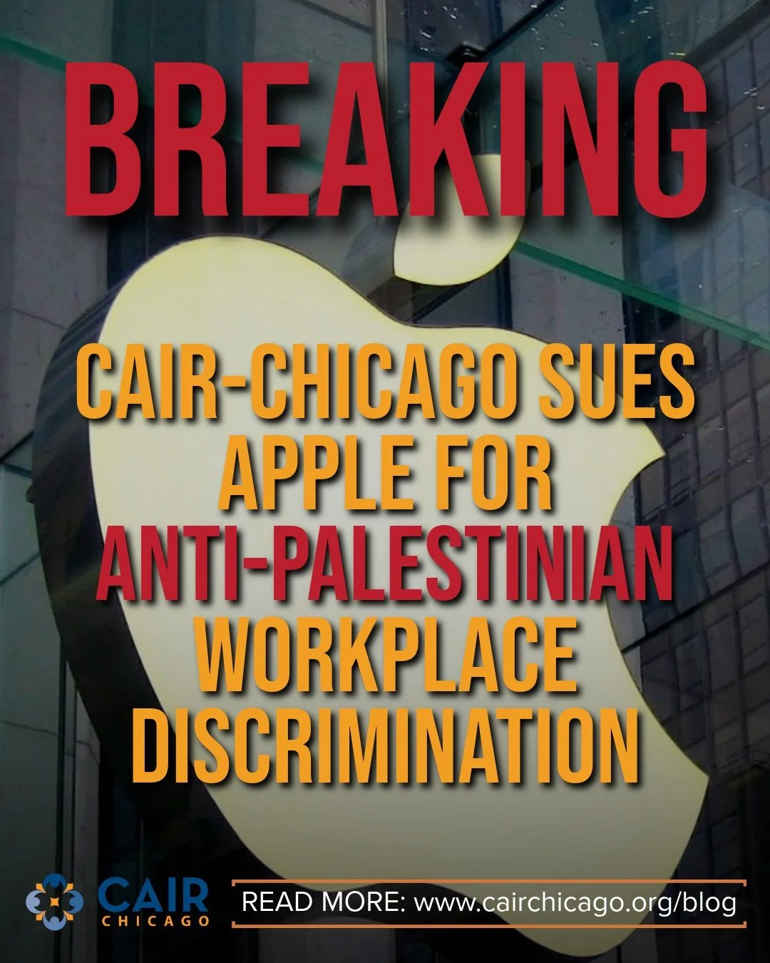 🚨 BREAKING: CAIR Chicago has filed two employment discrimination suits against Apple, alleging anti-Palestinian bias and retaliation in the workplace.

The complaint reveals that Palestinian employees anad their allies were subjected to unequal trea