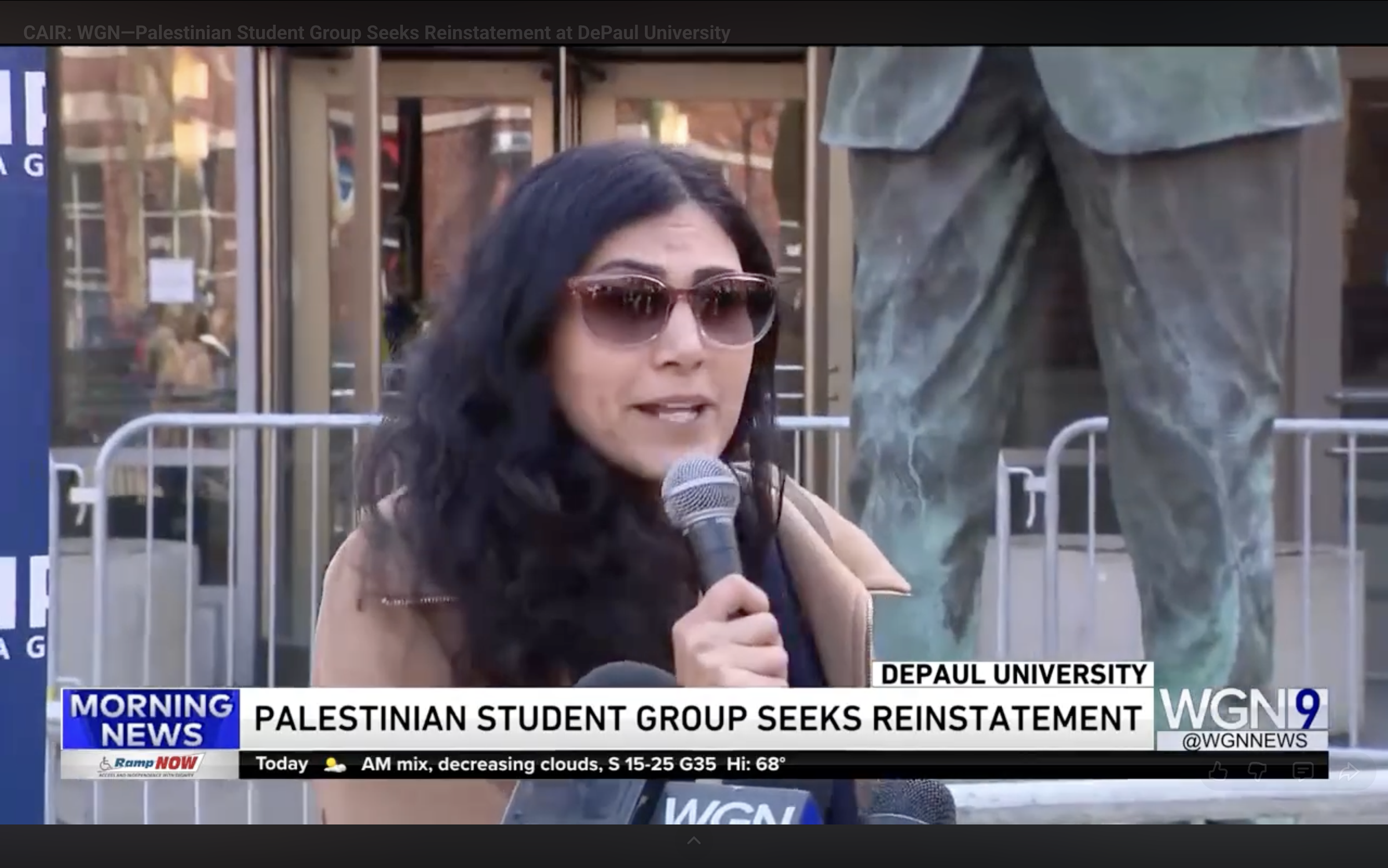 WGN: Palestinian Student Group Seeks Reinstatement at DePaul University