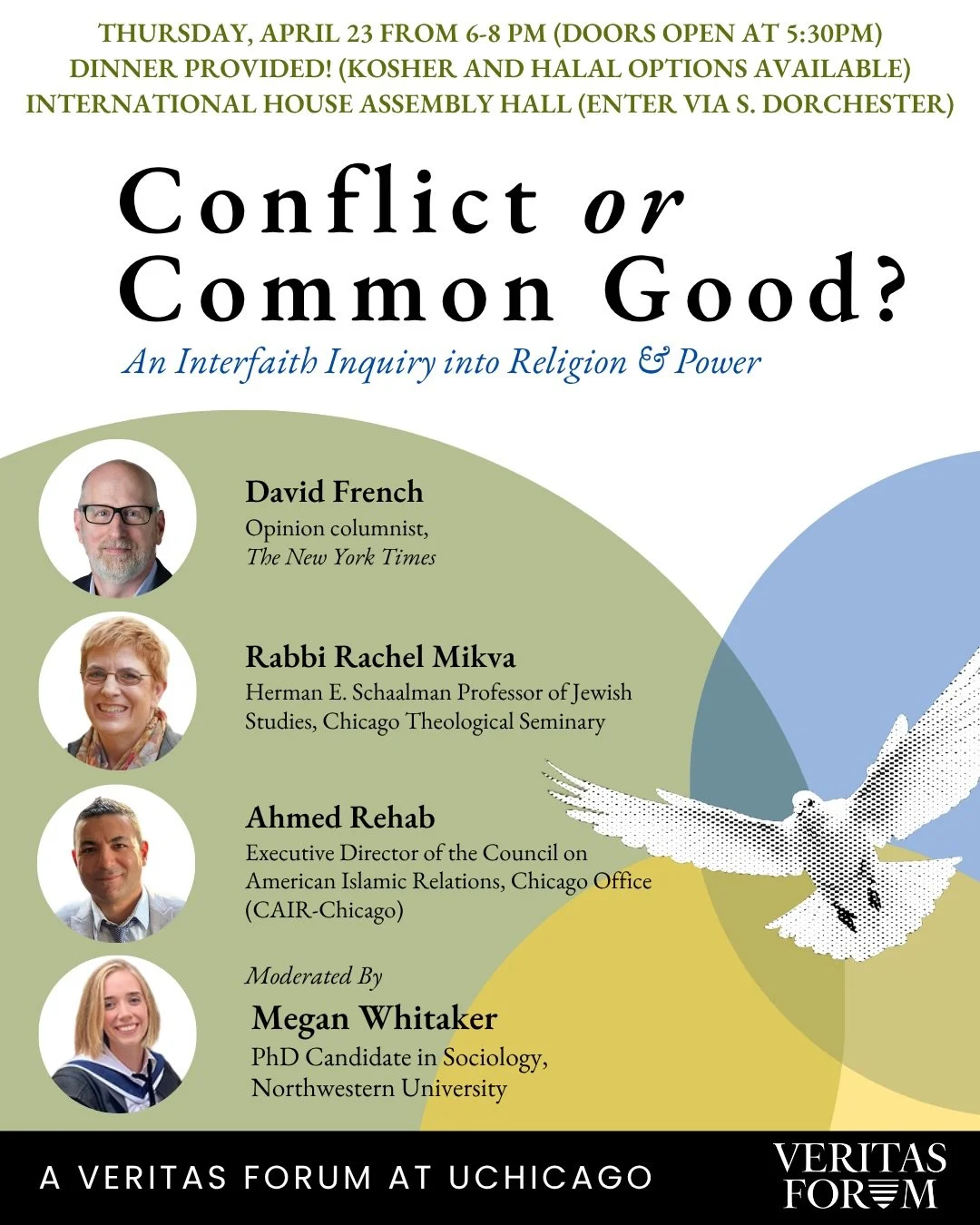 🚨Only a few tickets left!&nbsp;

Enjoy dinner (with kosher &amp; halal options) and a panel engaging in conversation about doing good in our society and the perspectives from various religions.

It will feature pannelists such as:&nbsp;
- David Fren