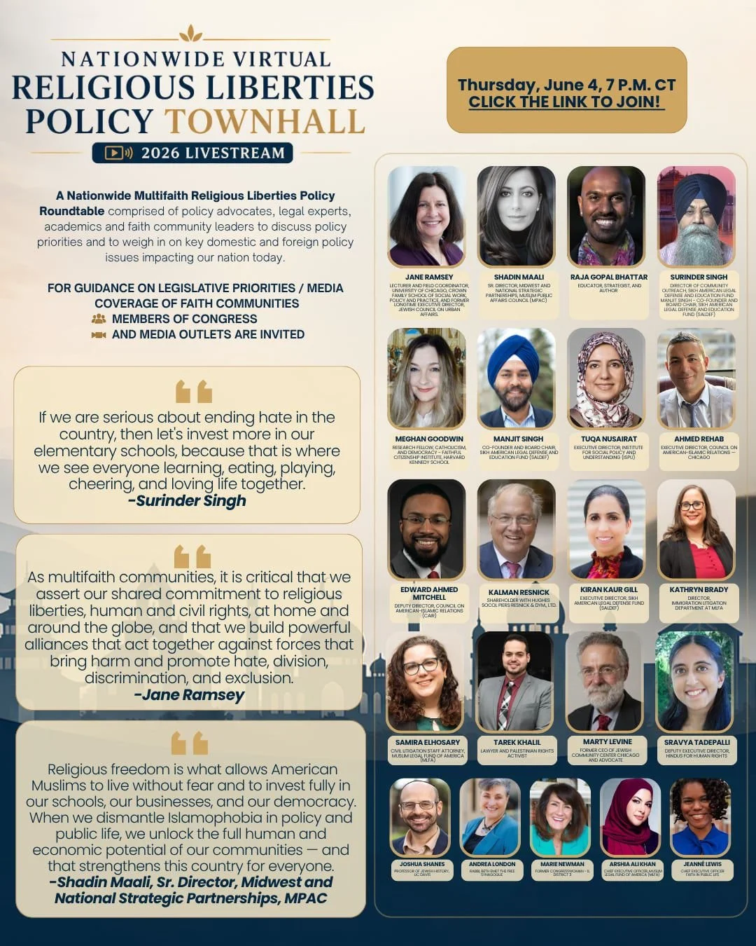 Register for a Nationwide Virtual Religious Liberties Policy Town Hall