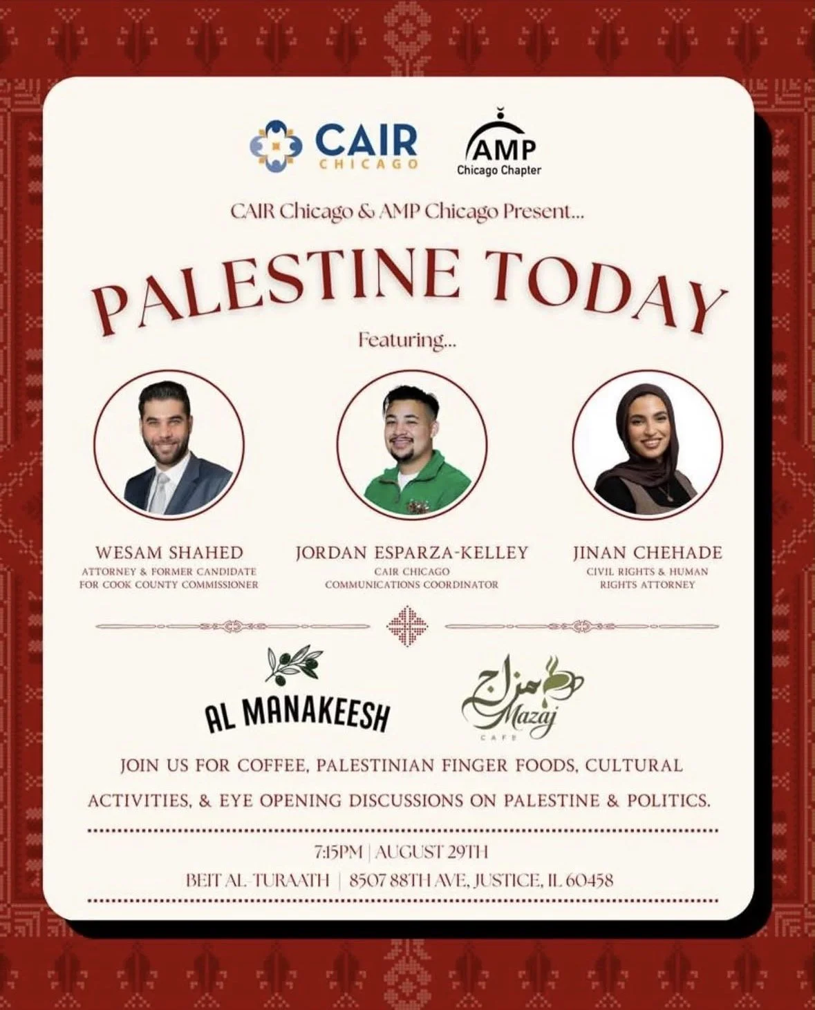 CAIR-Chicago Joining AMP-Chicago on Panel Discussing Politics &amp; Palestine August 29th