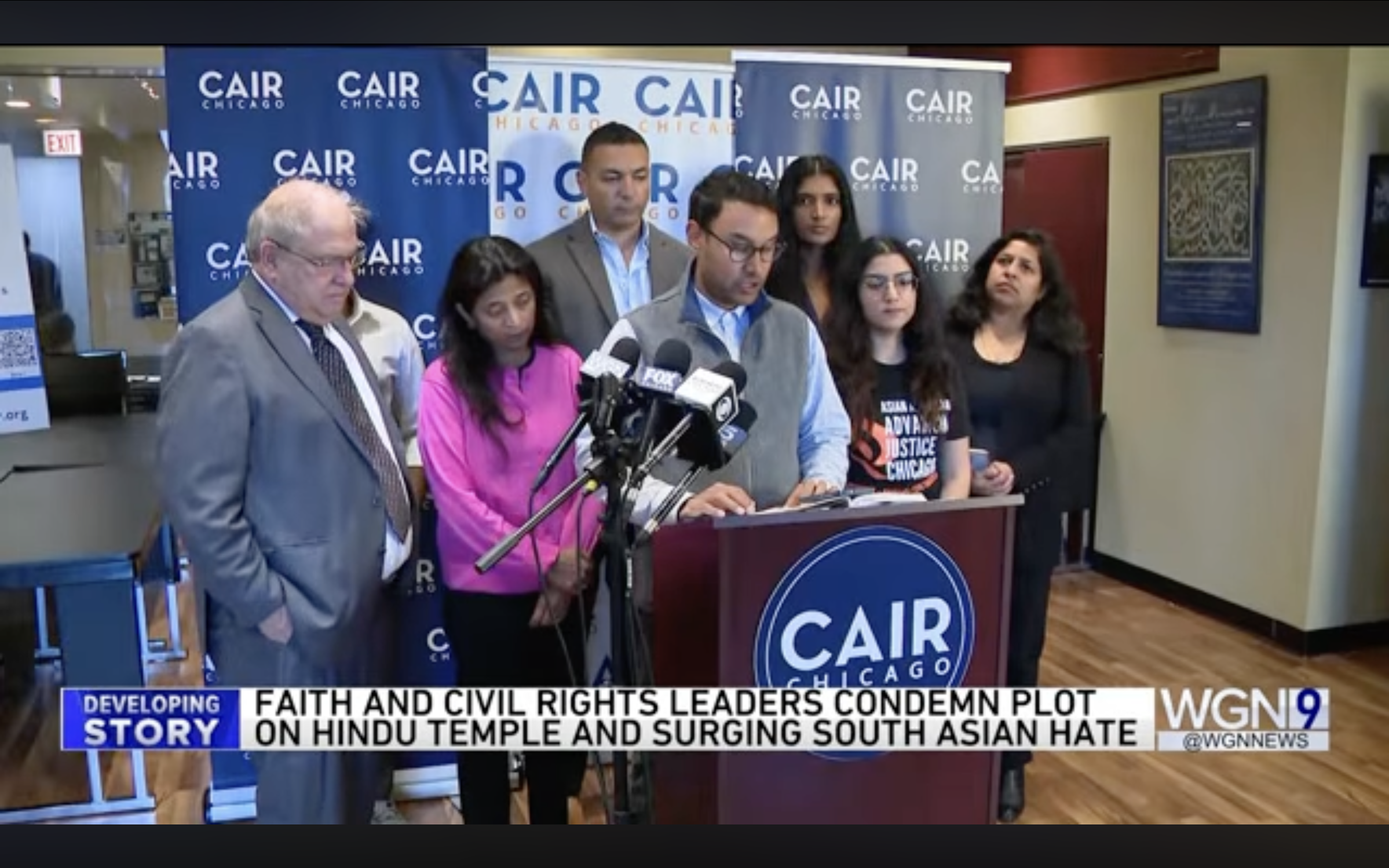 WGN9: Faith &amp; Civil Rights Leaders Condemn Plot on Hindu Temple &amp; Surging South Asian Hate