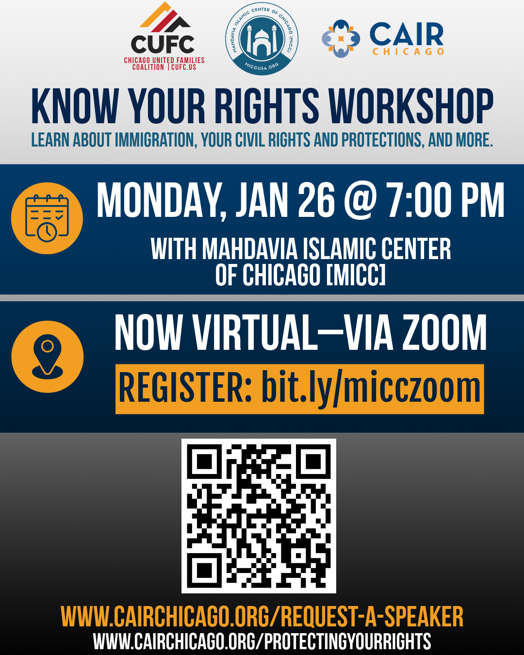 Know Your Rights MOVED TO ZOOM, Register for Jan. 26th @ 7 pm