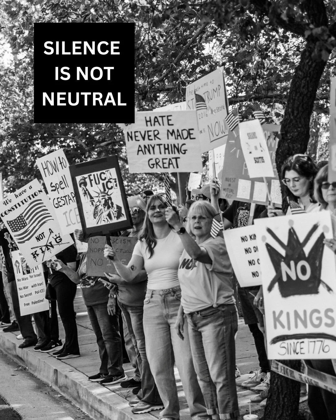 I&rsquo;ve been sharing my voice in stories for a long time. Today, it belongs where it won&rsquo;t disappear too.

These images were made at the No Kings protest and the ICE Out protest. I made them because this is one of the ways I know how to show