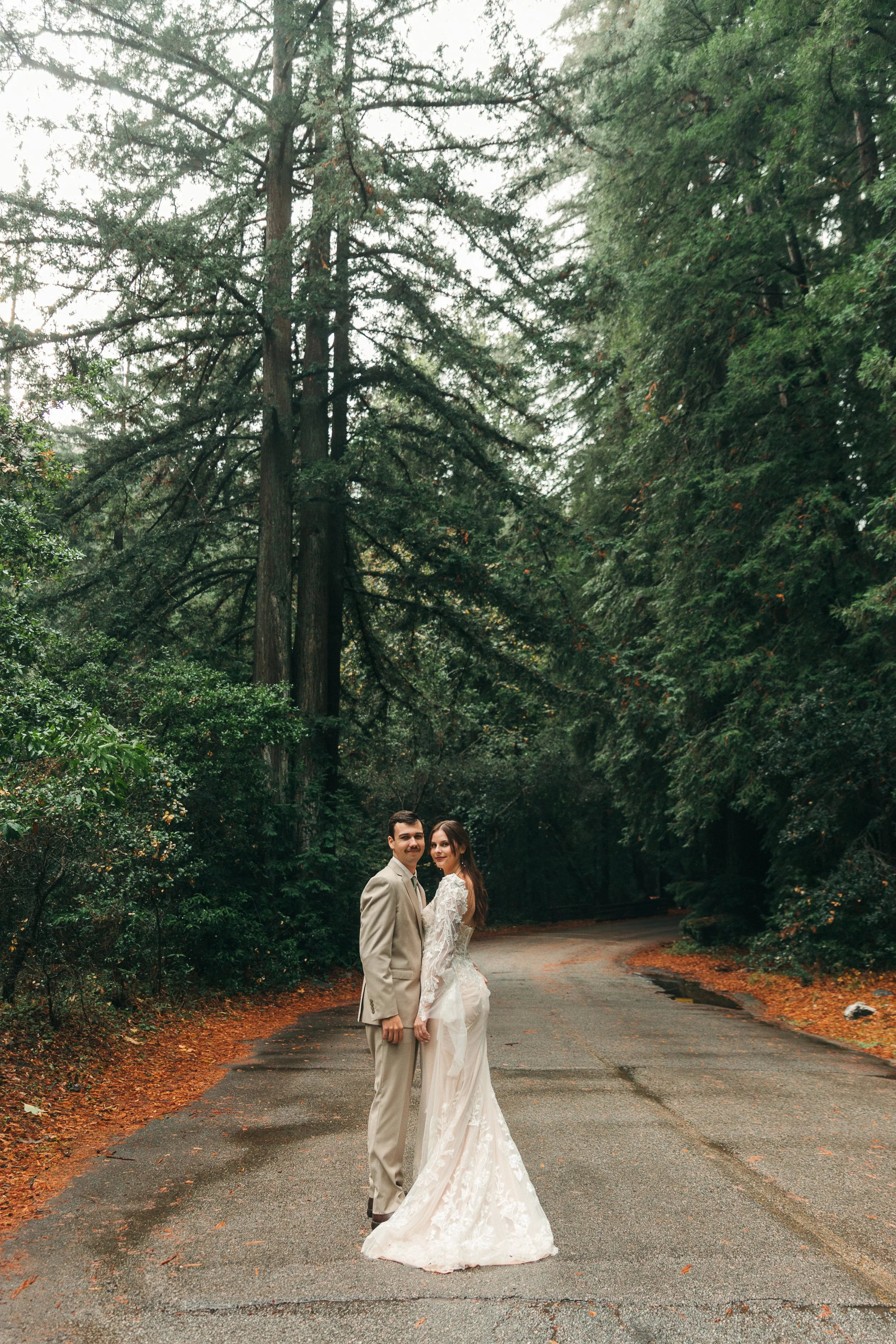Wedding photography in Big Sur on a cloudy day with cinematic soft natural light.
