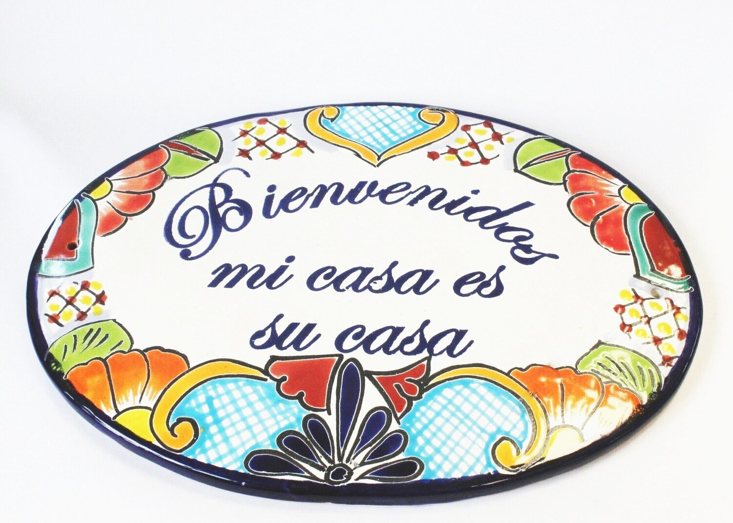 Talavera Welcome Bienvenidos Sign - Hand Painted Wall Decor