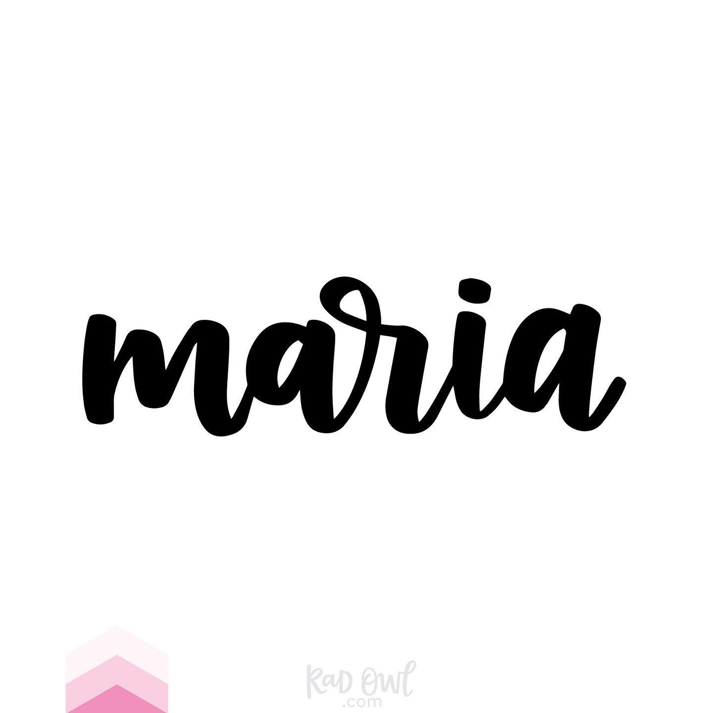 Did you know I make custom name stickers? These are great for water bottles/tumblers, notebooks, laptops&mdash;whatever you can dream!
+
Image description: &ldquo;maria&rdquo; hand lettered in black on a white background
+
#WeddingSigns #lettering #D