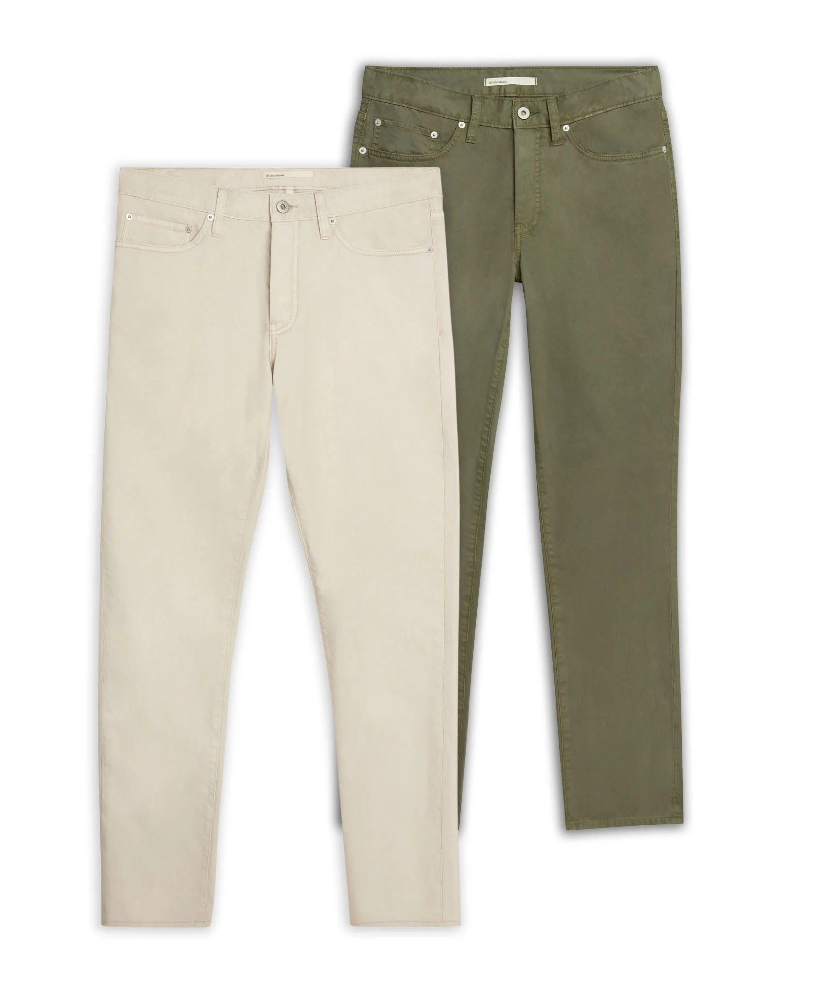 Shop the Classic 5 Pocket Pant (Left: Birch / Right: Olive)