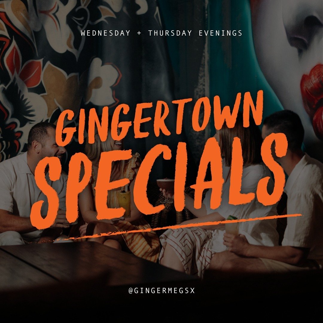 Why limit our drink specials to just an hour? 🍸 Join us for our Gingertown drink specials every Wednesday and Thursday evening from 5.30pm until close, featuring $14 cocktails and $7 tap beers. Cheers to midweek treats! 👏 #gingermegsx