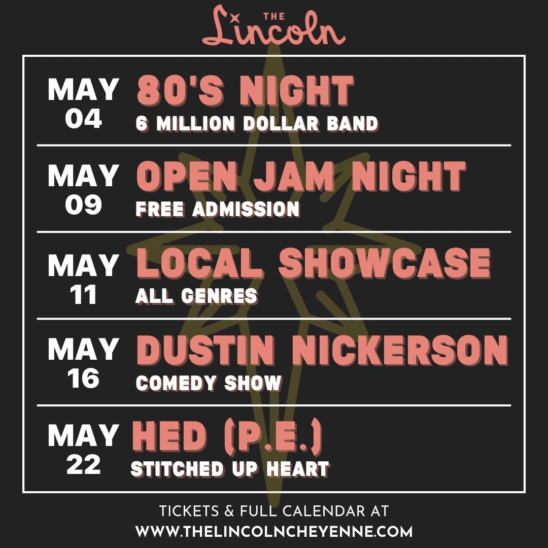 Our show calendar this month is off the charts, offering something for everyone. Ready to join the party? Snag your tickets to any show now! Link in bio! 🎟️🤩 #thelincolncheyenne #livemusic #thisisdowntowncheyenne