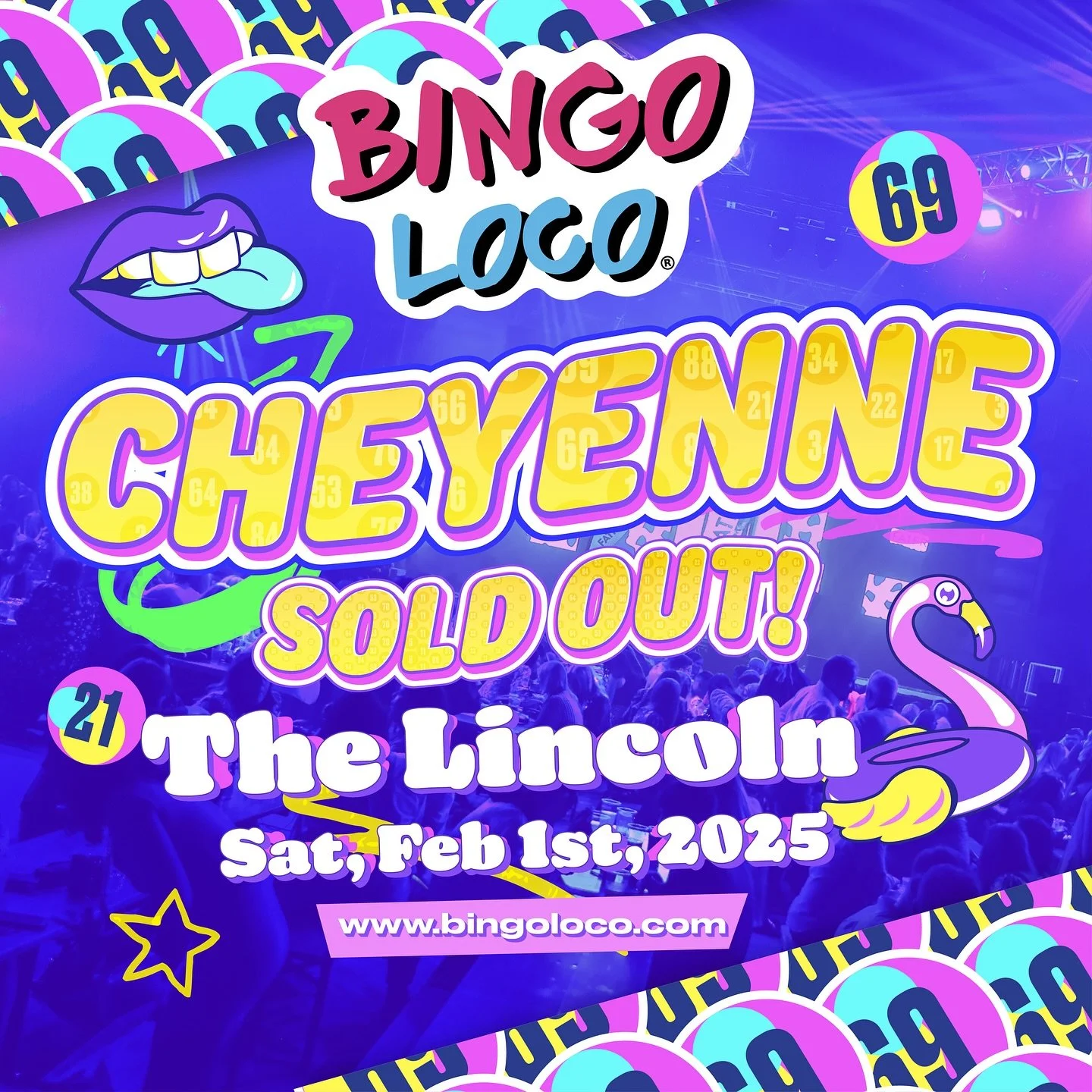 @bingo.loco is officially SOLD OUT! 🚨 We&rsquo;ll see you on February 1st for a night of wild fun. To all ticket holders, check your email for some show updates, and to everyone else, be wary of ticket scams. Let&rsquo;s get ready to party! 🎉 #thel