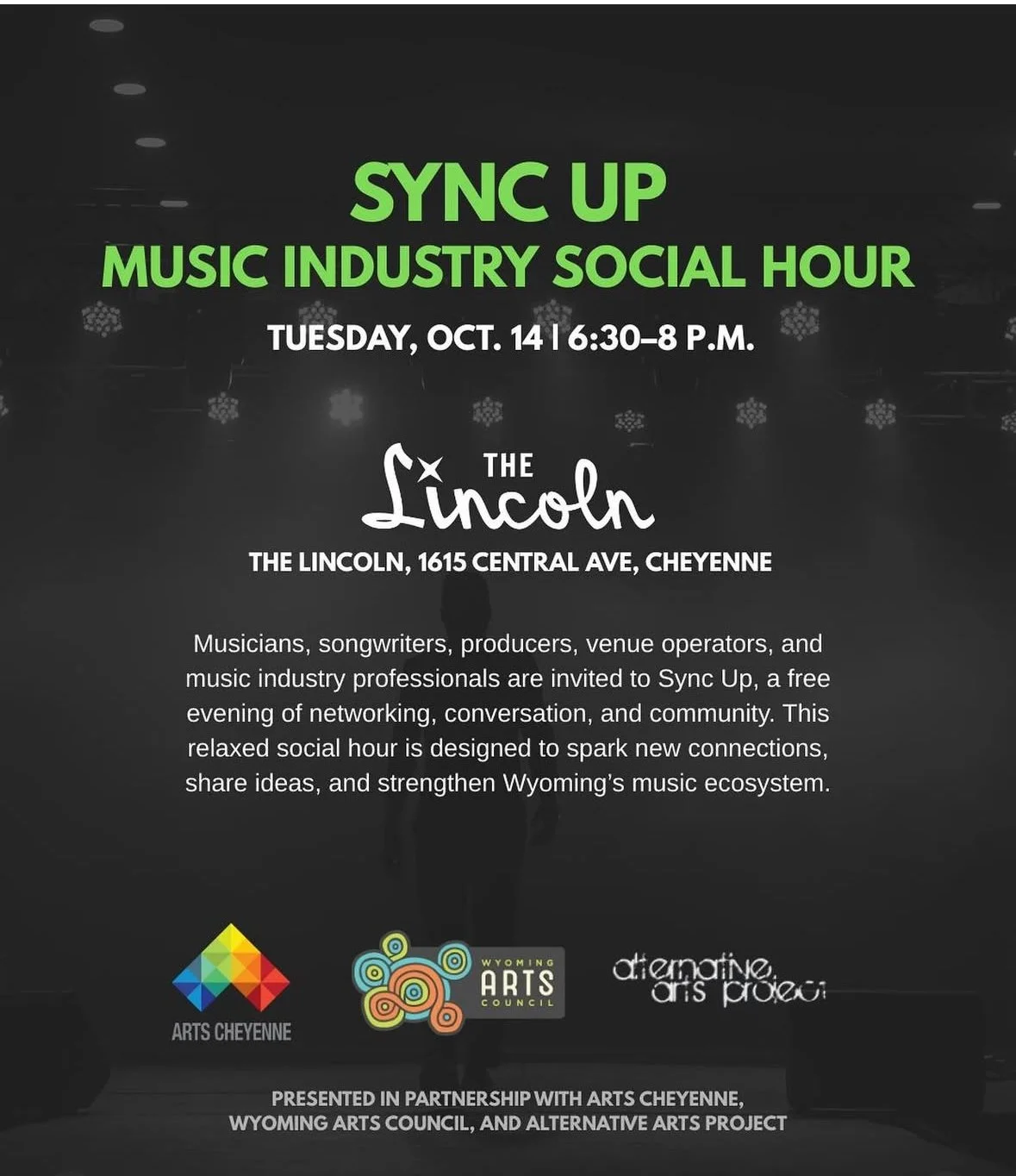 Calling all musicians and anyone that works in the music industry! Join us Tuesday at 6:30 for a casual meet up to spark new connections, share ideas and strengthen Wyoming's music ecosystem! And your first drink is on us with plenty of non alcoholic