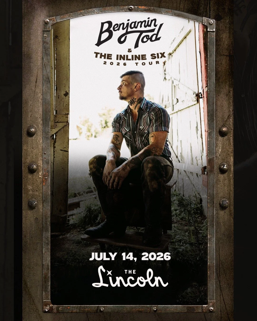 NEW SHOW ANNOUNCEMENT! Benjamin Tod brings the Inline Six to The Lincoln Cheyenne on July 14, 2026! Tickets on sale Friday at 10am, presale Thursday for our email subscribers!