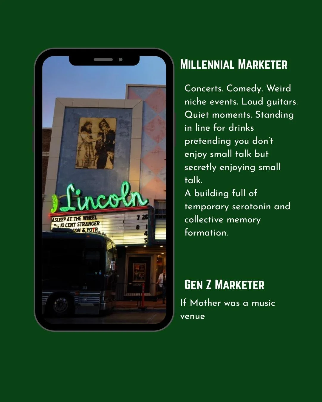 Millennial: We&rsquo;ve evolved past coherent communication 
Gen Z: language is actually cooked

Having some fun exploring new ways to talk about our venue, our After Hours series in July, and great shows like @whoseliveanyway , @blackberrysmoke  w/ 