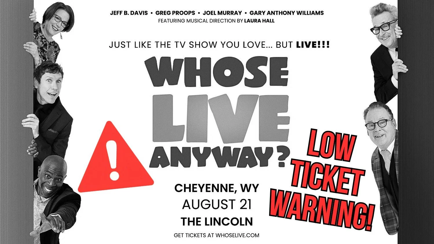 LOW TICKET WARNING for Friday's @whoseliveanyway show!

Comment ANYWAY to get your tickets 🎟️