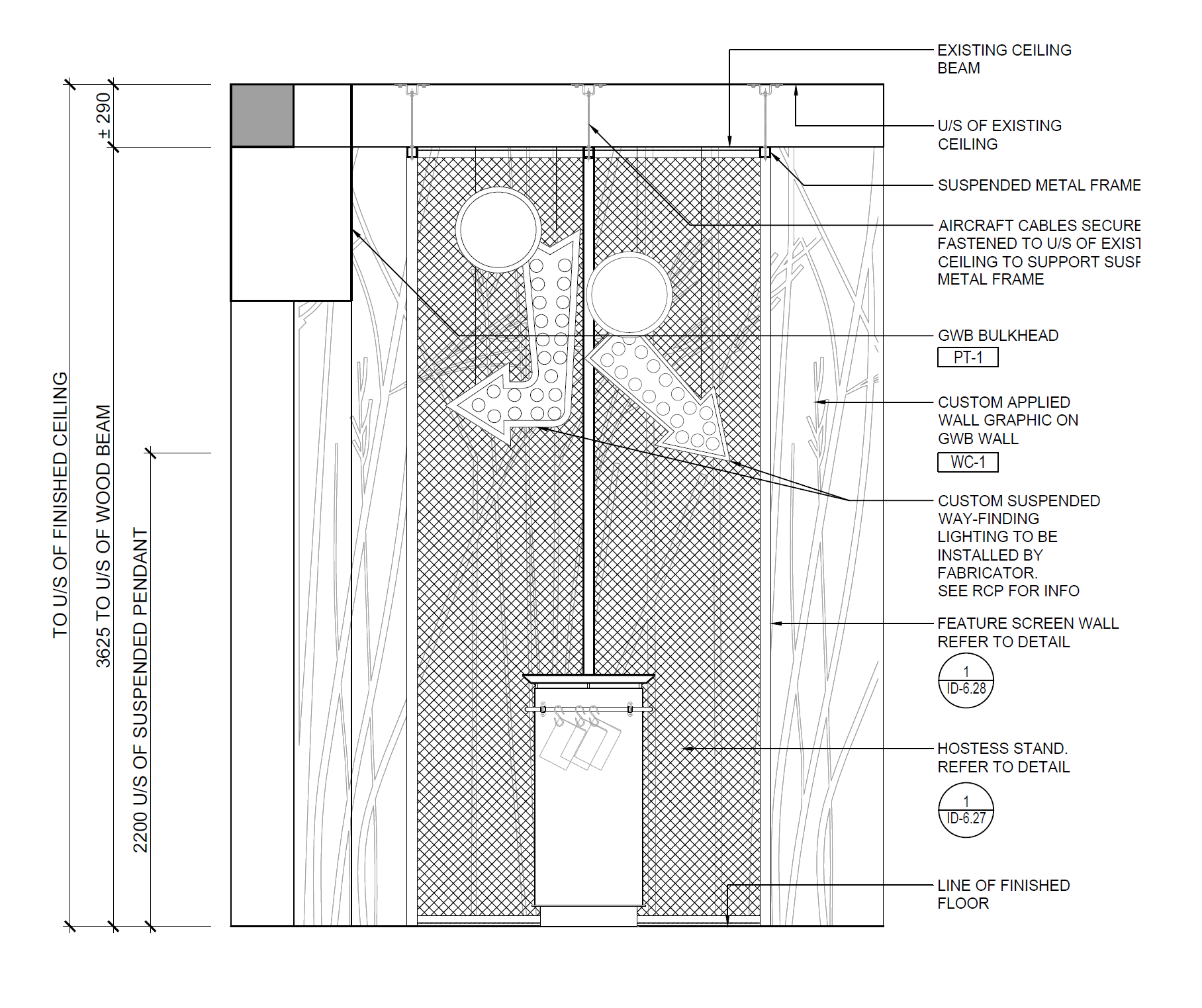   hostess stand and way-finding detail  