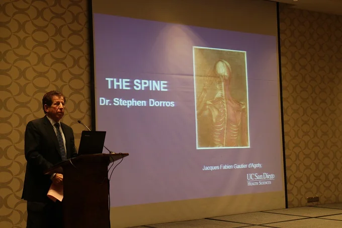 Dr. Steven Dorros of UCSD Medical School delivering a speech