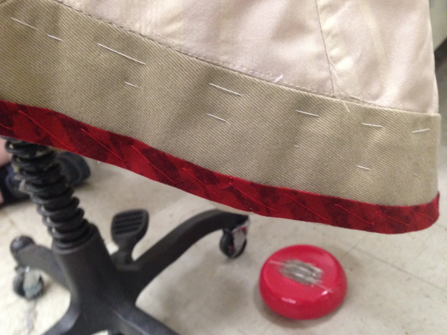  Tailor basted trim on.   