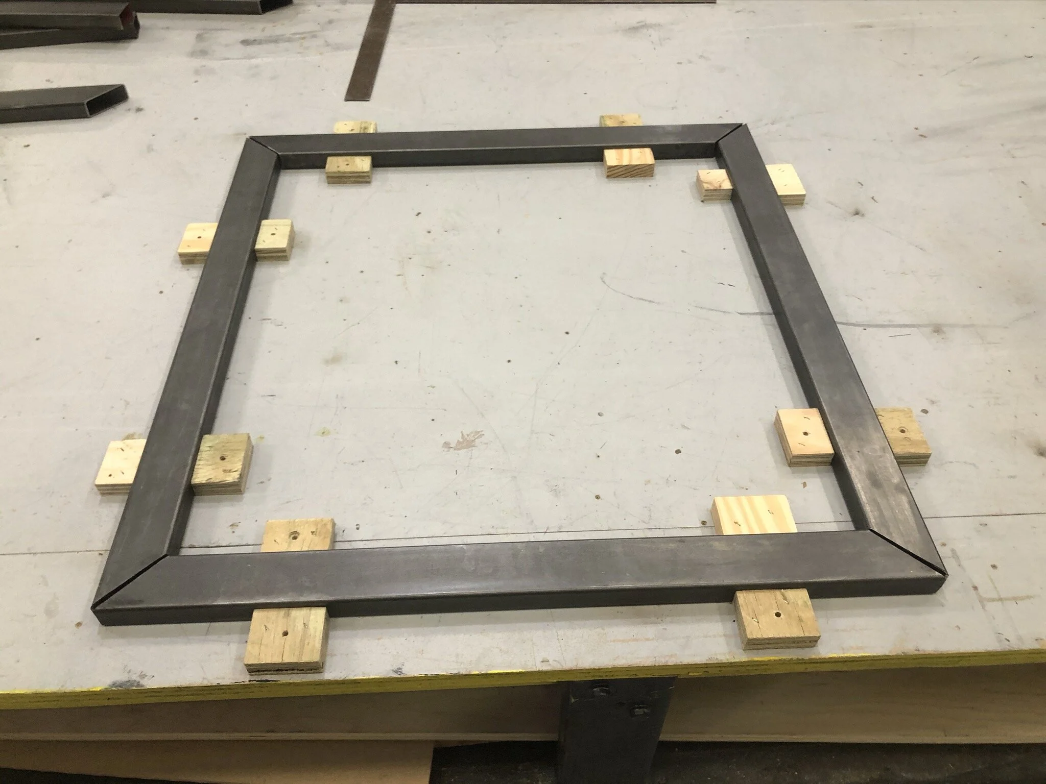  Welding the table legs. 