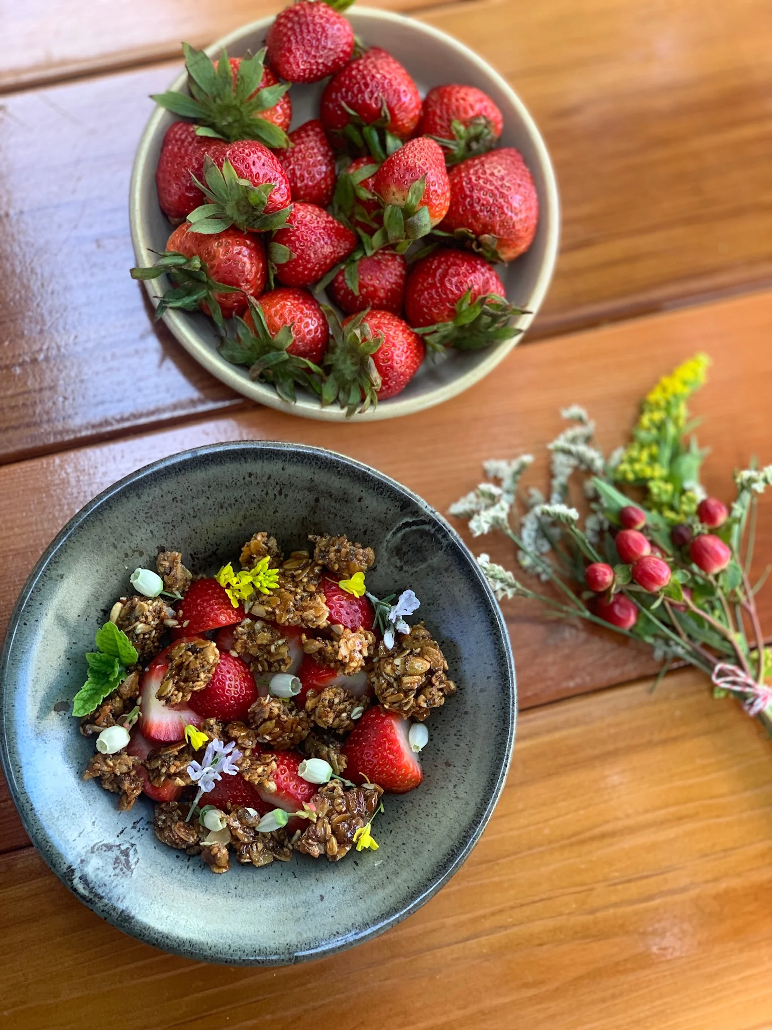 Fresh Strawberries with Seeded Coriander Granola