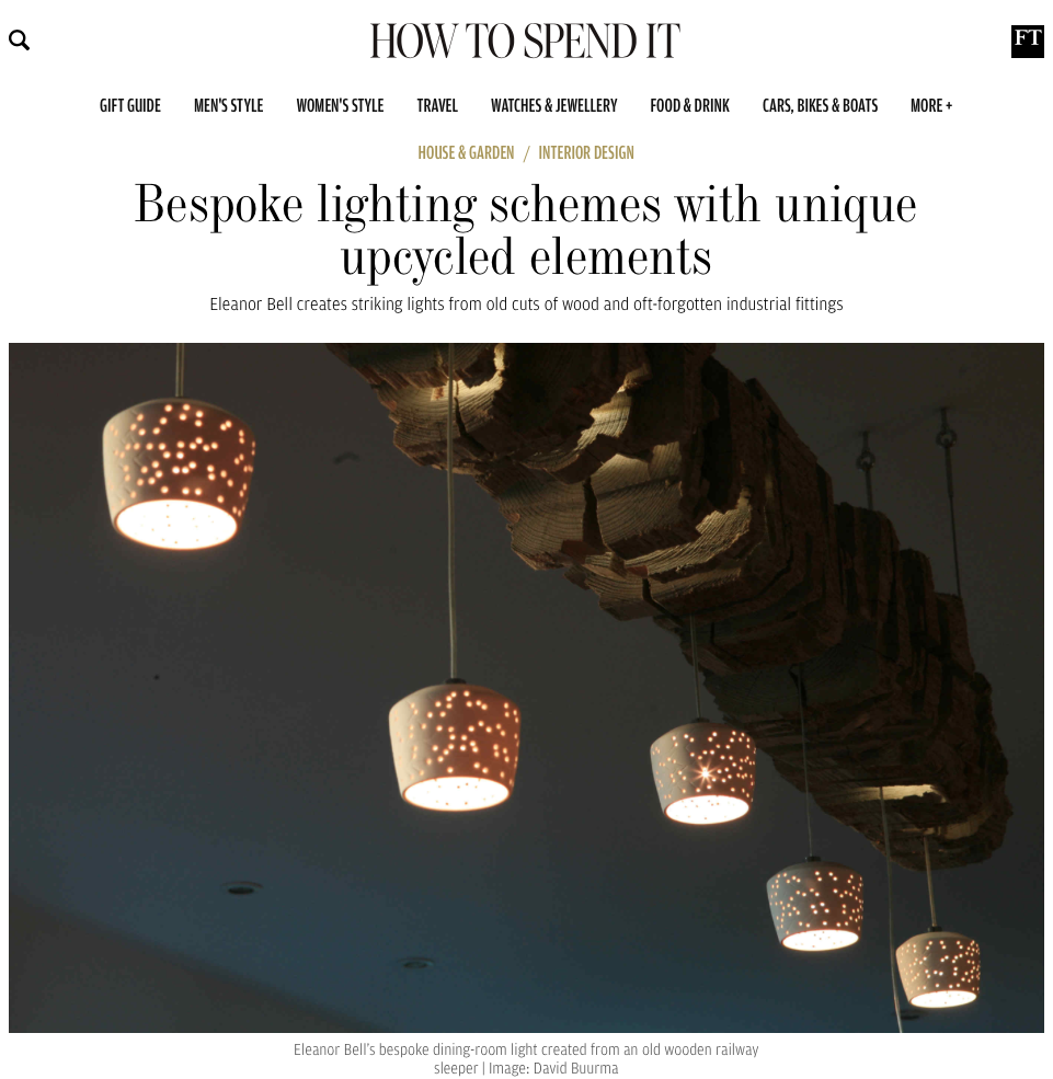 Bespoke lighting schemes with unique upcycled elements