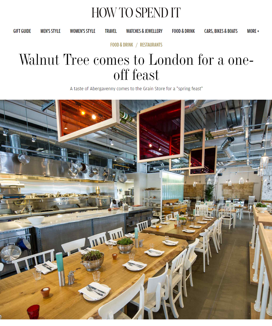 Walnut Tree comes to London for a one-off feast