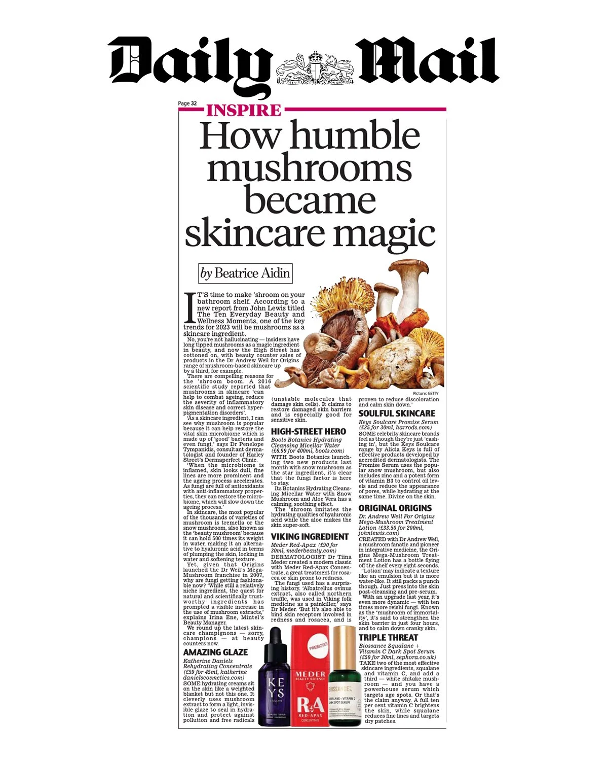 INSPIRE How humble mushrooms became skincare magic