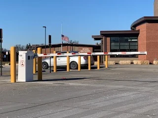 Barrier gate for a bus lane.