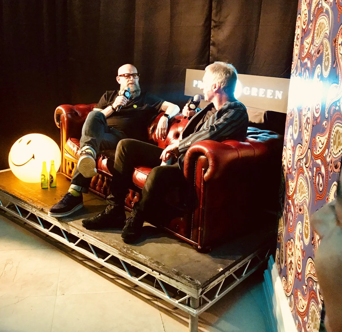 Being interviewed by Clint Boon in Manchester