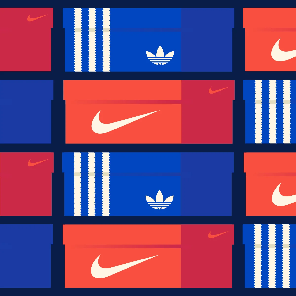 Nike and Adidas Shoe Box Illustration