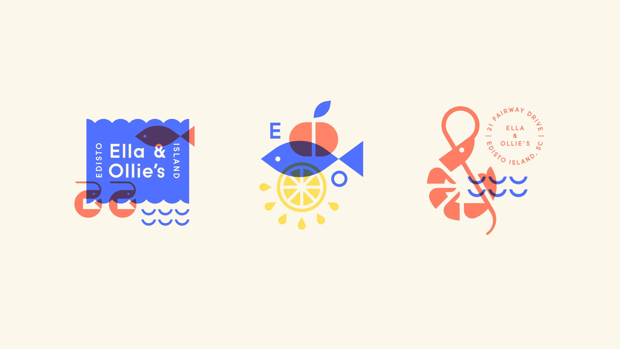 Ella & Ollie’s Seafood Restaurant Logo Illustrations