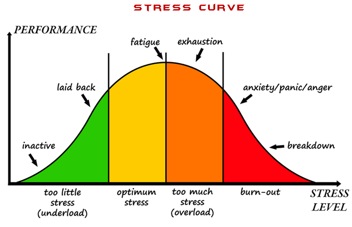 Try to find where your current stress level is on the diagram. If you are in red, now is a good time to seek some change.