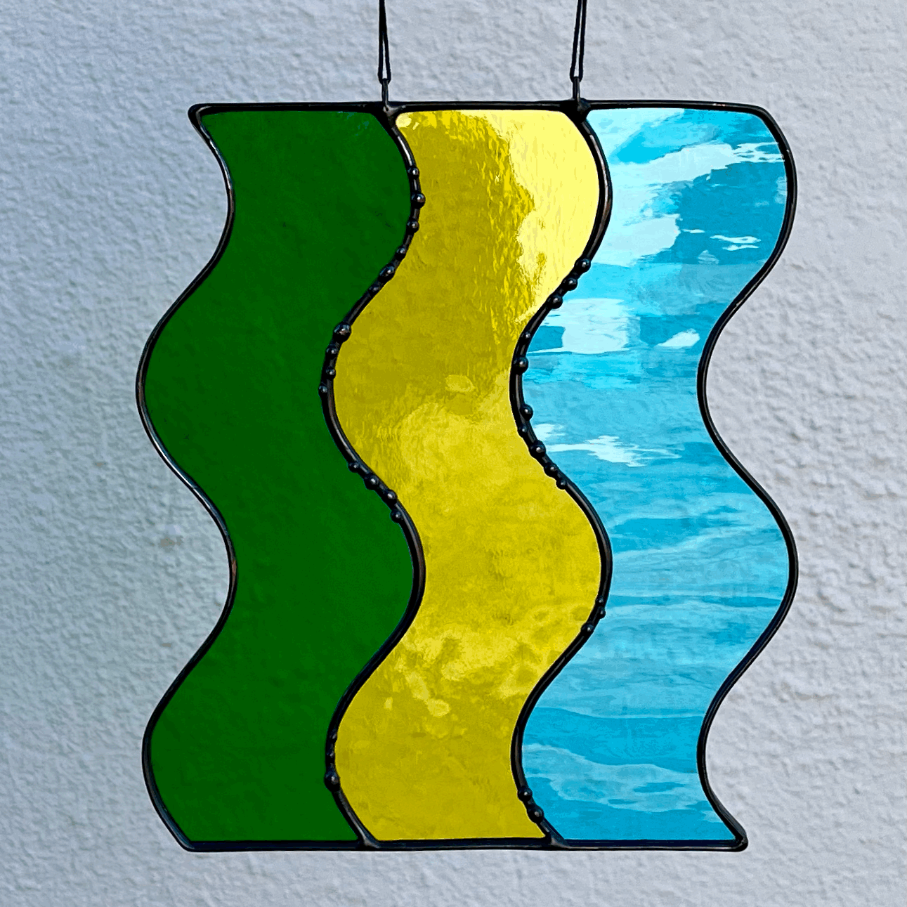 Daylight Glassworks Primary Colors Wavy Stained Glass Made in Atlanta
