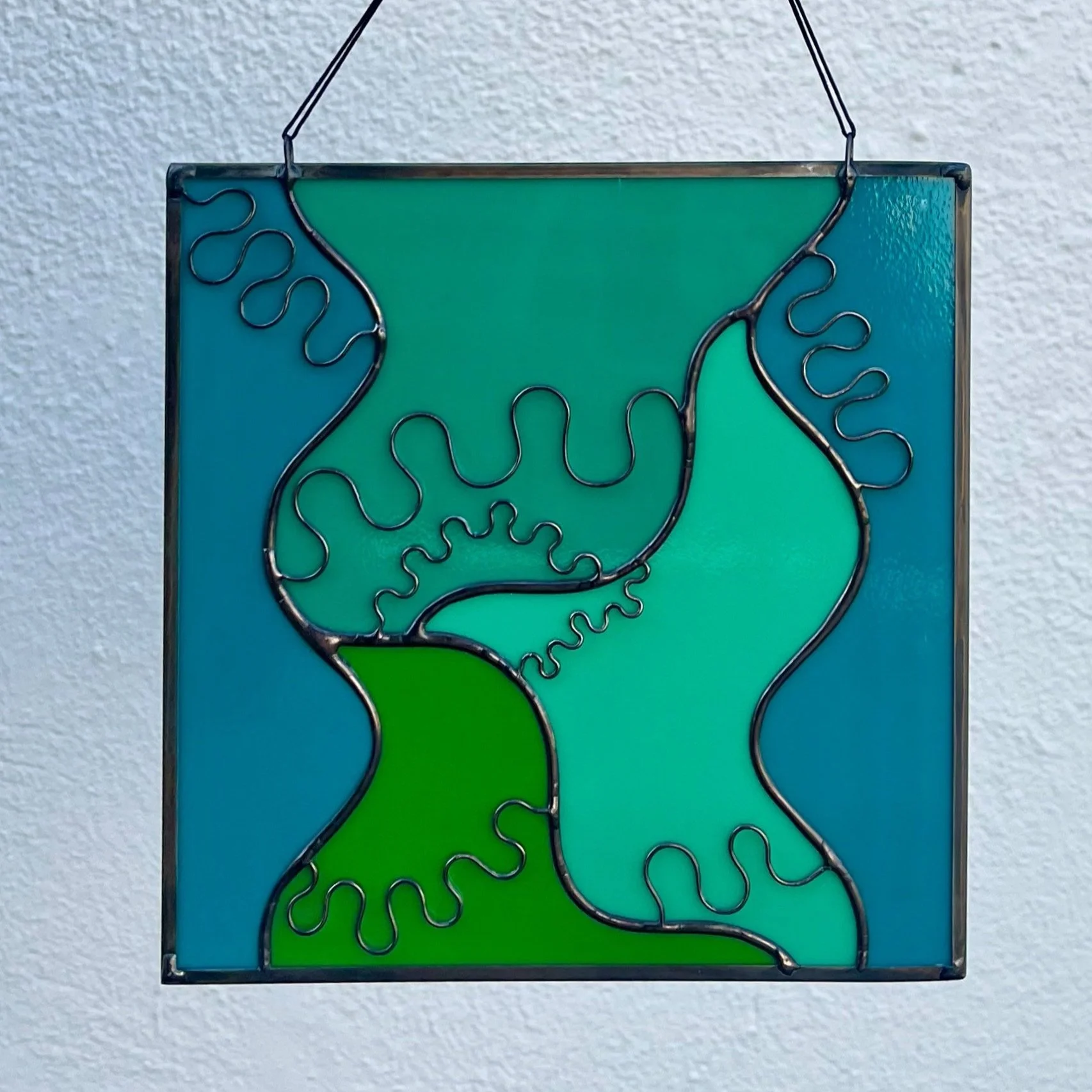 Daylight Glassworks Squiggles Abstract Stained Glass Made in Atlanta by Day Kennedy