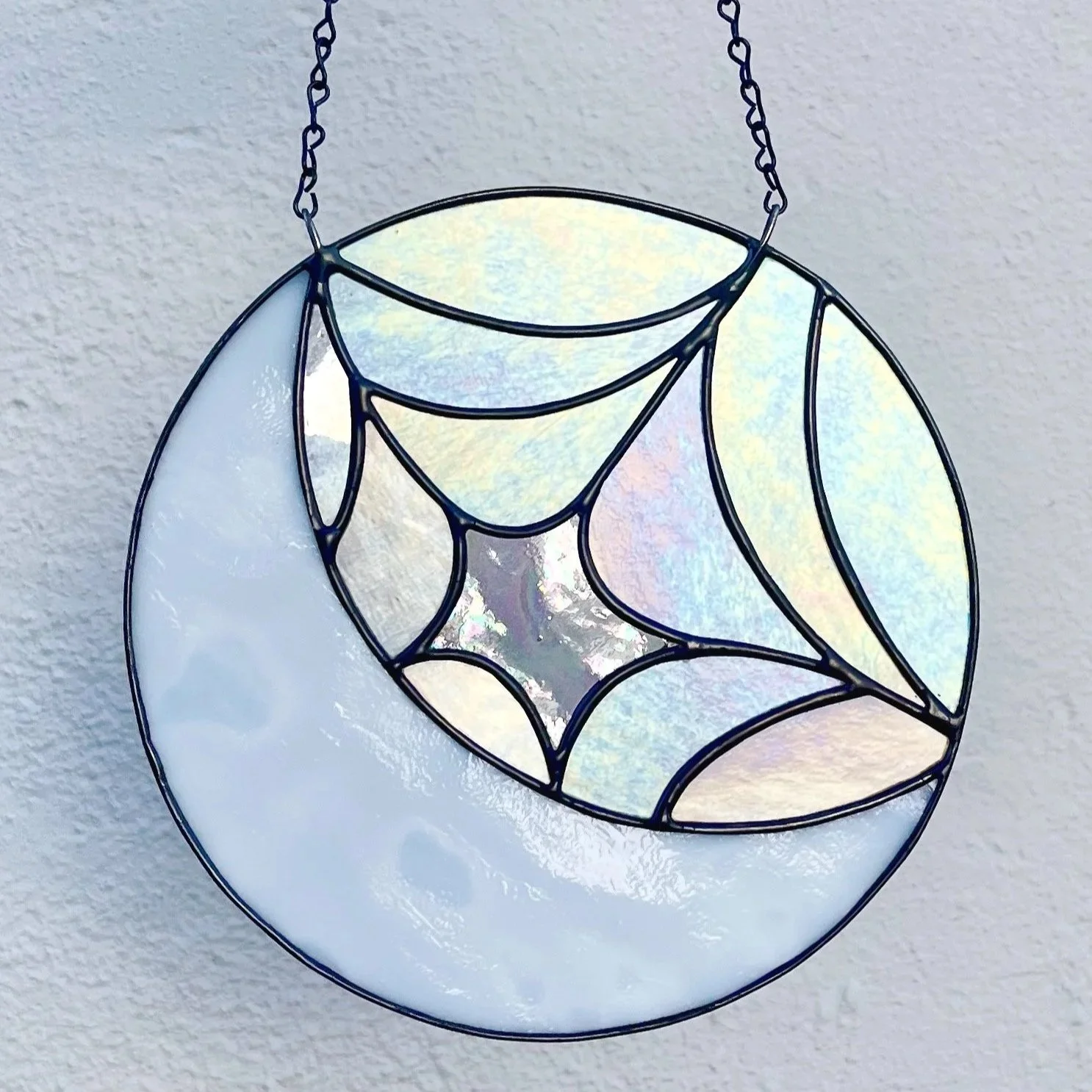 Daylight+Glassworks+Stained+Glass+Made+in+Atlanta+Spiderweb+Moon+Spooky+Witchy+Halloween+Decor