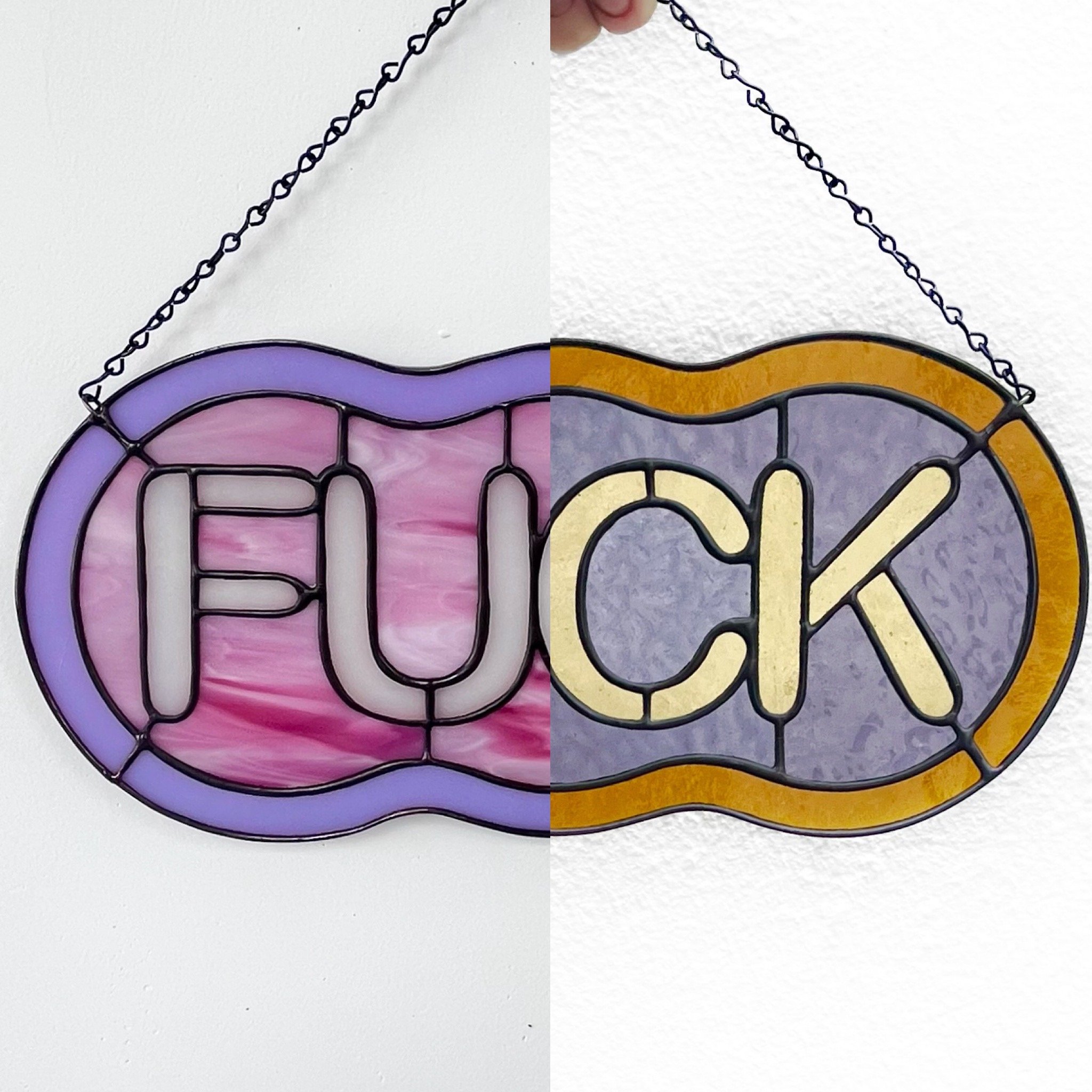 Daylight Glassworks Wavy FUCK Stained Glass Custom Pre-Order.JPG