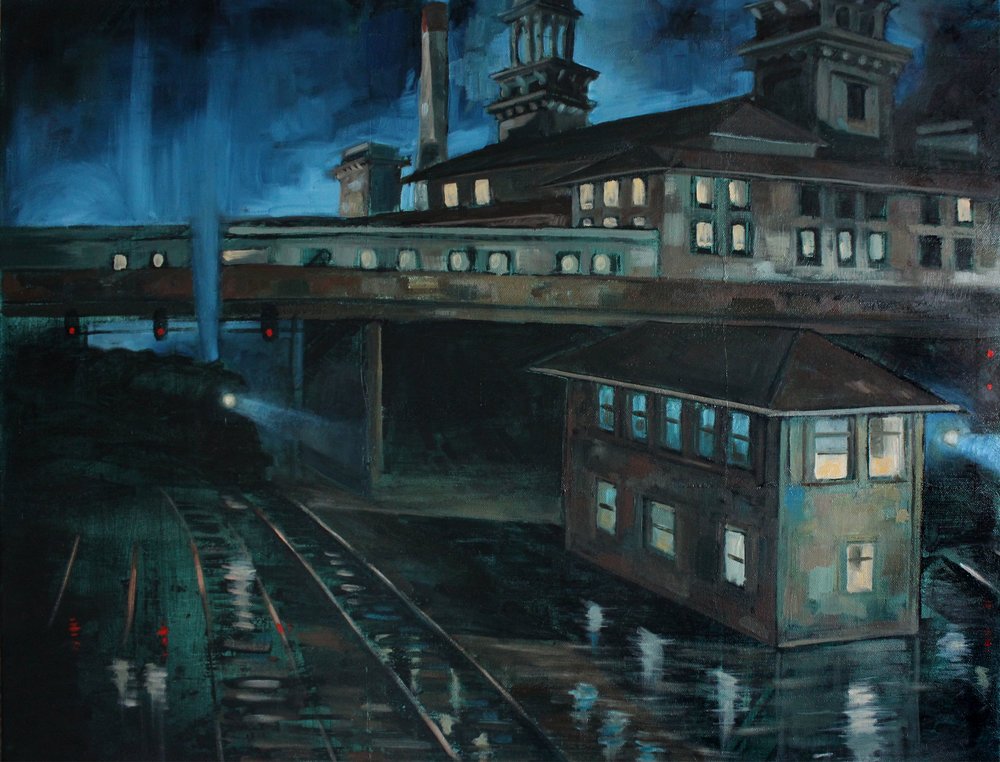 Atlanta Terminal Station at Night, (24"x30")