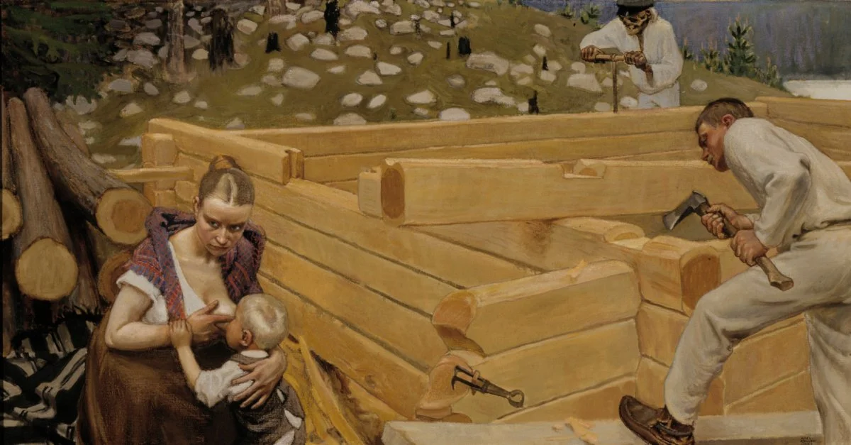 Akseli Gallen-Kallelan Rakennus -freskon esityö (1903). Kansallisgalleria, kuva: Wikimedia Commons.