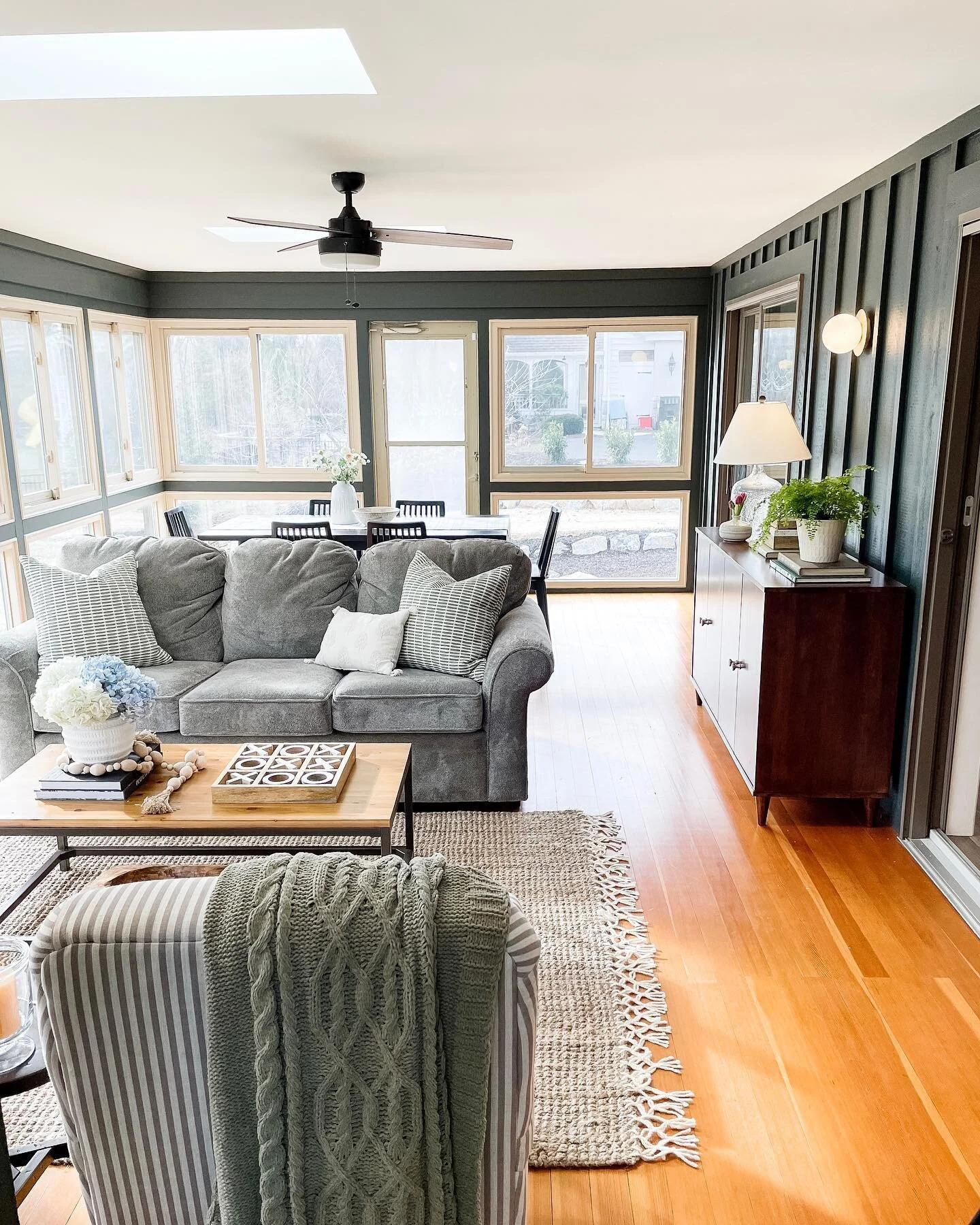 Another before and after of our recent sunroom transformation for this delightful family. We are waiting on their sofa to come in to finish their living room. It&rsquo;s going to be so good!