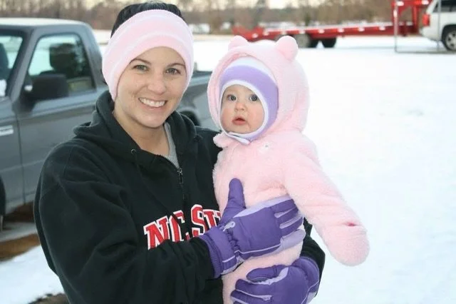 On this day 12 years ago was Aubrey and Sophie&rsquo;s first snow. Today we stood in the same place and recreated it. Life looks different, but the love feels exactly the same. ❄️🤍