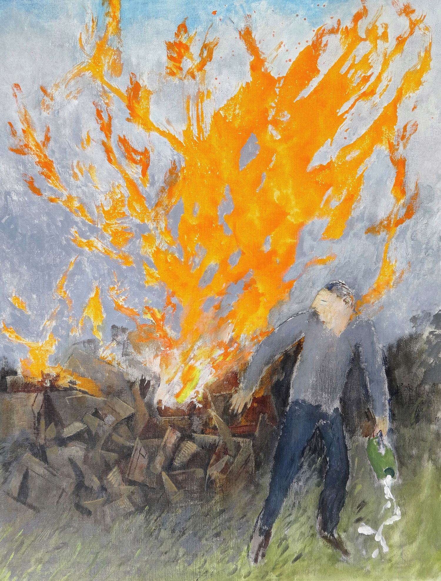 Burning Boxes , acrylic/oil, 90x70cm