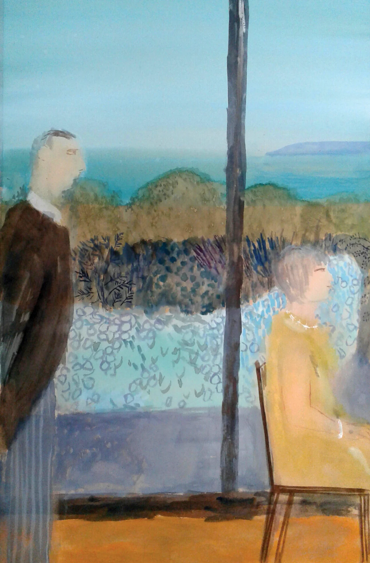 Two People Preparing for a Wedding , watercolour, 49x32cm
