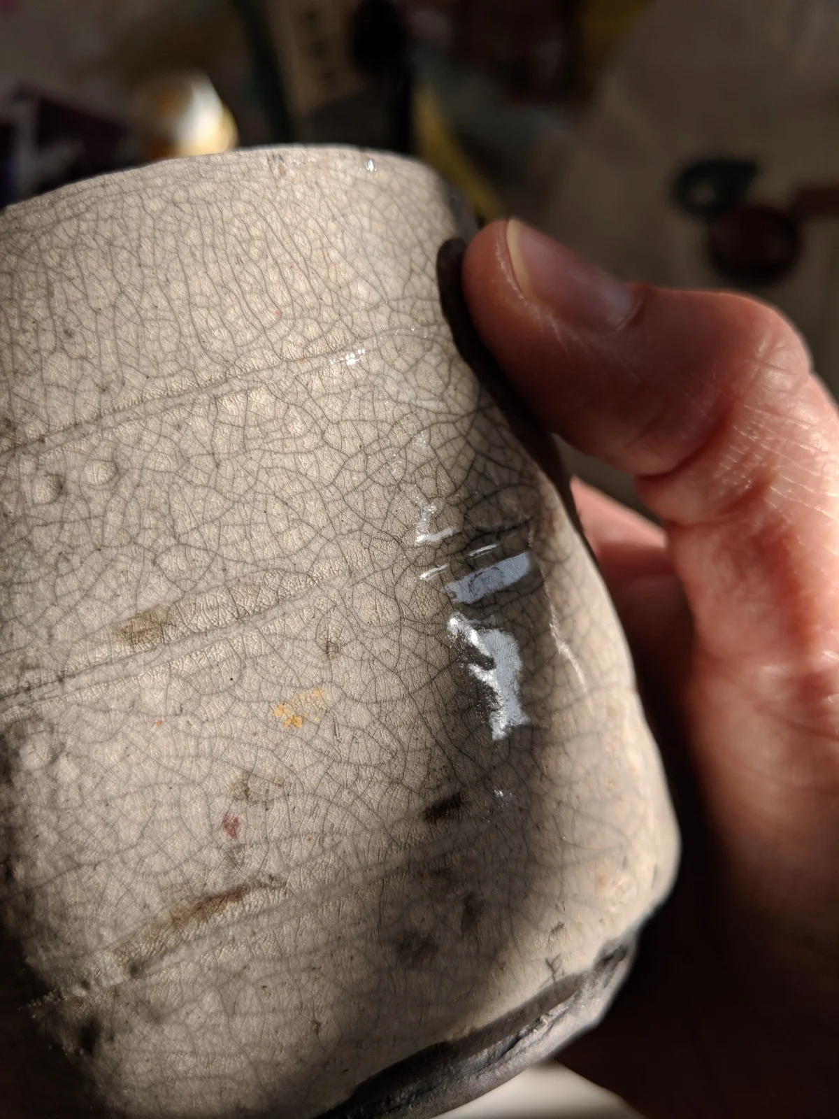 White glaze used on a small plant pot